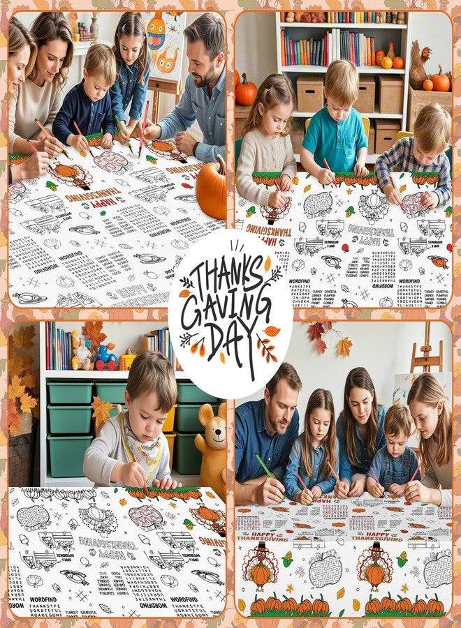 Litmitfu Happy Thanksgiving Coloring Tablecloth for Kids-Giant Thanksgiving Paper Activity Table Cover, Jumbo Fall Turkey Coloring Games Poster Crafts for Thanksgivings Table Decor Party Favors,54 x 108 Inch - Image 2